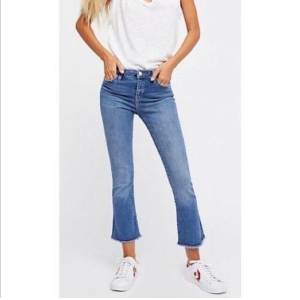 Free People Skinny Cropped Flare Jeans with Raw Hem